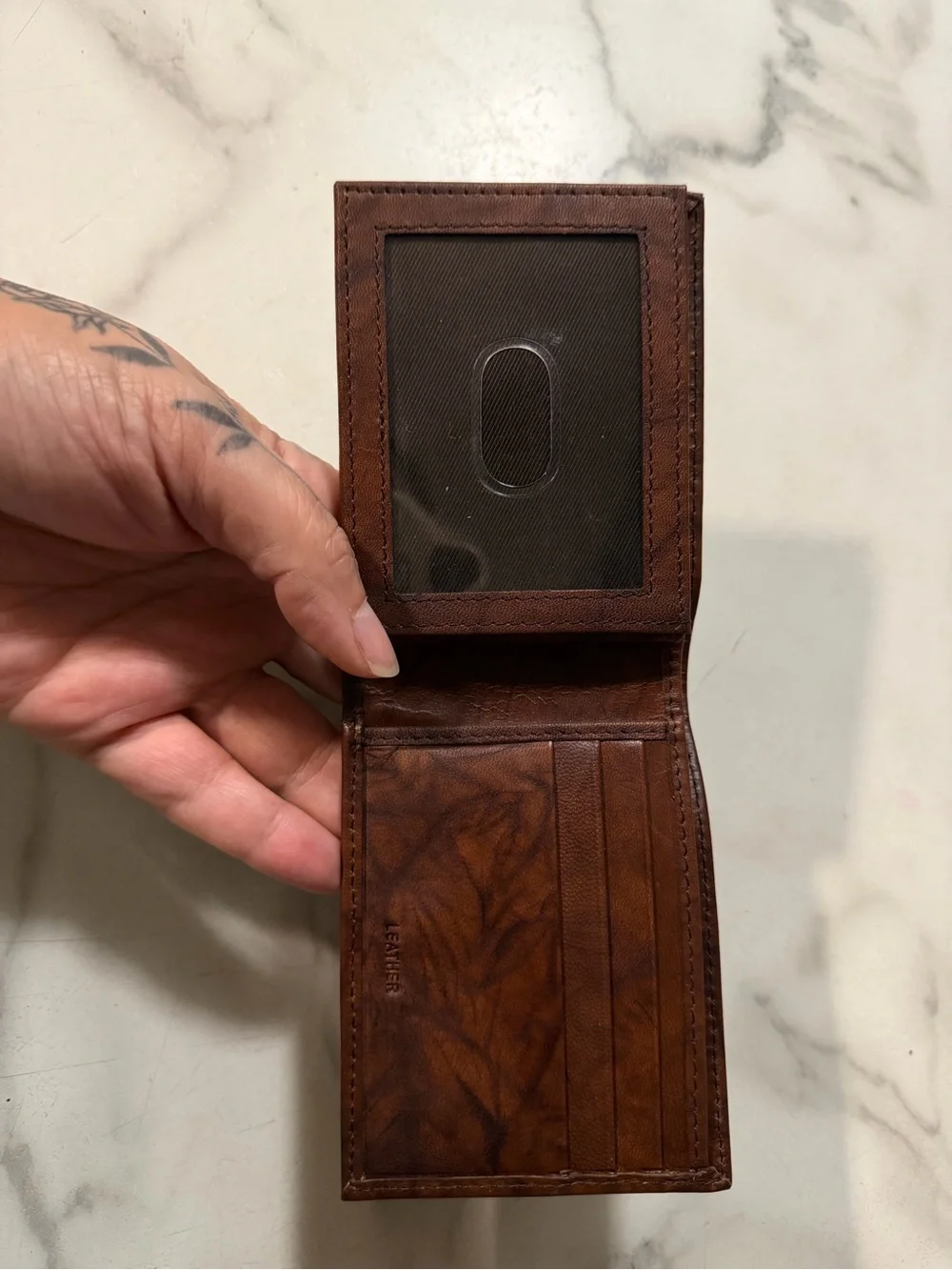 Men's Slim Leather Card & Key Holder - Brown
